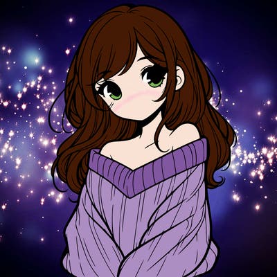 shy pretty girl wearing a sweater that is falling off one shoulder portrait