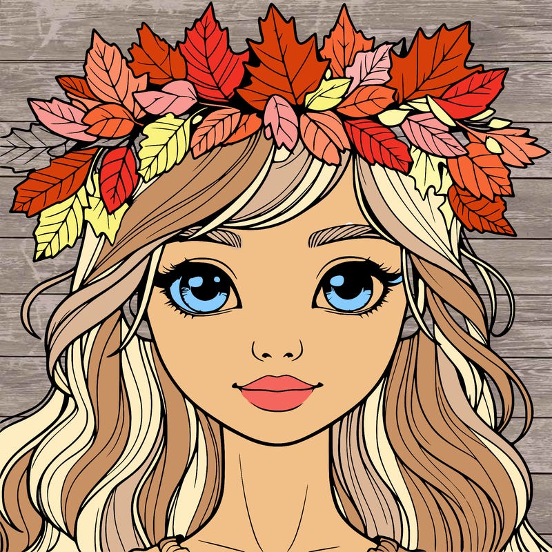 realistic girl with fall leaf crown