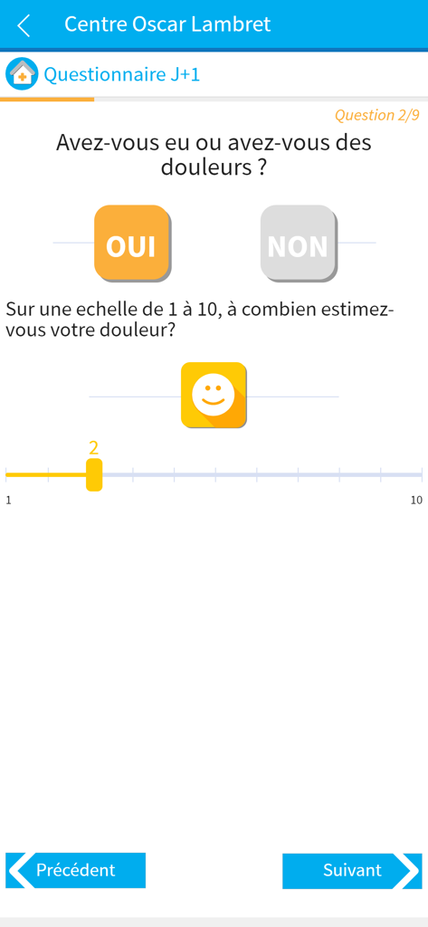 MonOscar - Patient pain assessment questionnaire in MonOscar medical app