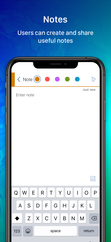 Oxford Educate - Mobile screen showing the note taking interface in the Oxford Educate app with color coding and digital keyboard