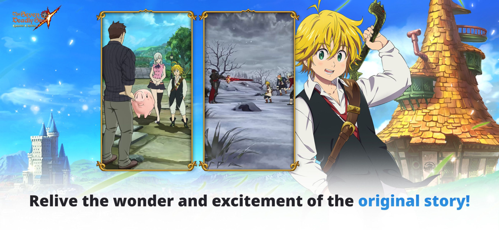 The Seven Deadly Sins - Meliodas y personajes en escenas de historia y batalla de The Seven Deadly Sins Grand Cross