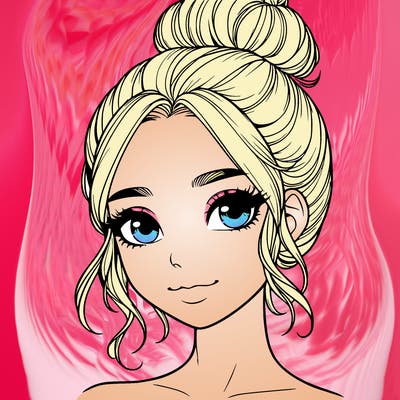 realistic pretty girl with hair in bun