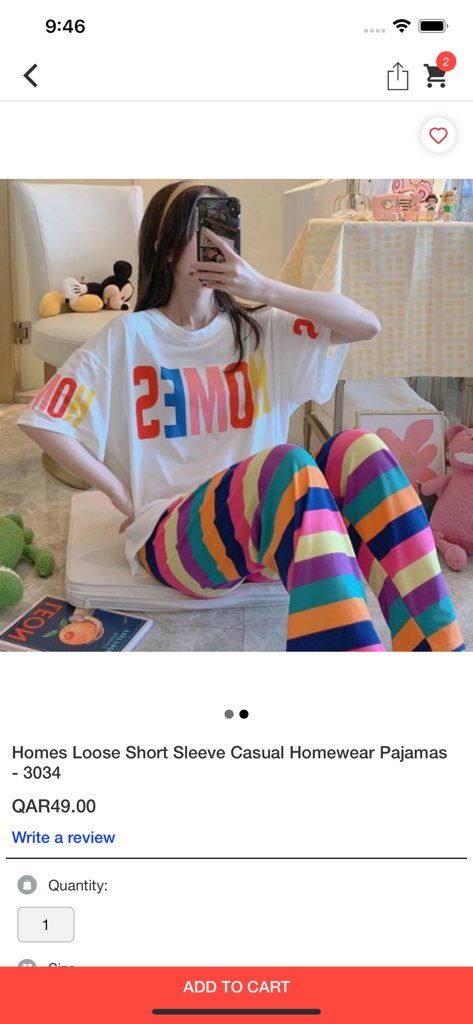 Tuzzut Qatar Online Shopping - Una página de producto para pijamas casuales en la aplicación de compras en línea Tuzzut Qatar