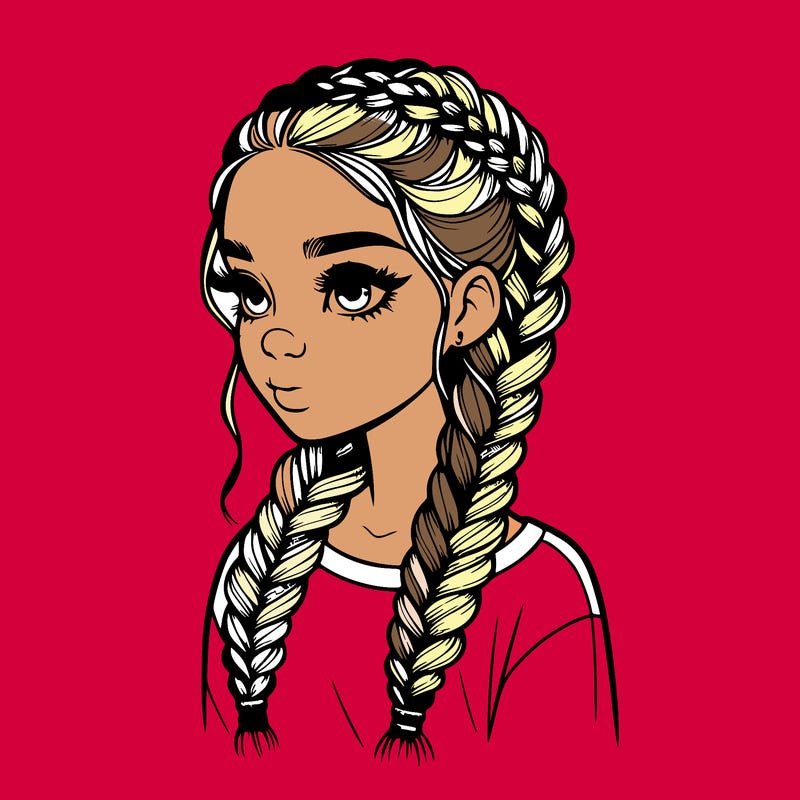 realistic girl with braids