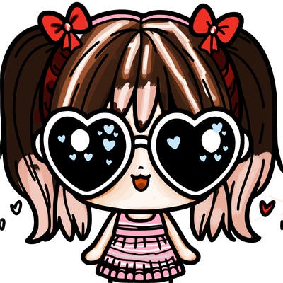 cute girl with heart sunglasses