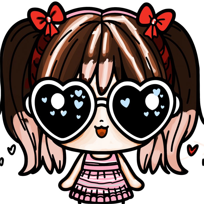 cute girl with heart sunglasses