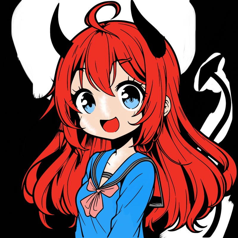 anime girl with devil horns and tail