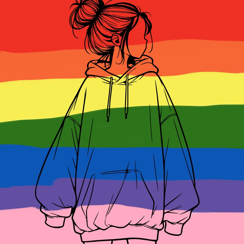 realistic girl with a oversized sweatshirt on and a bun