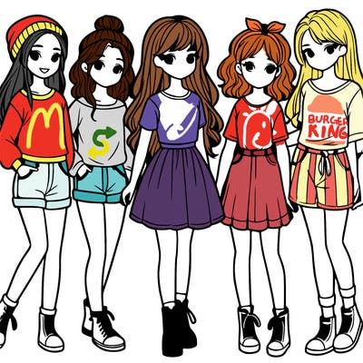 a group of five girls