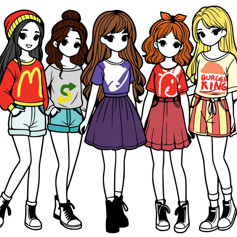 a group of five girls