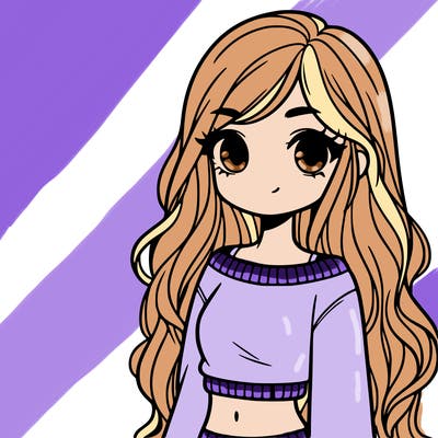 girl with long hair and a crop top with a sweater