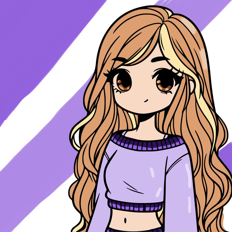 girl with long hair and a crop top with a sweater