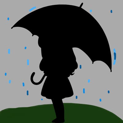 lonely girl holding black umbrella