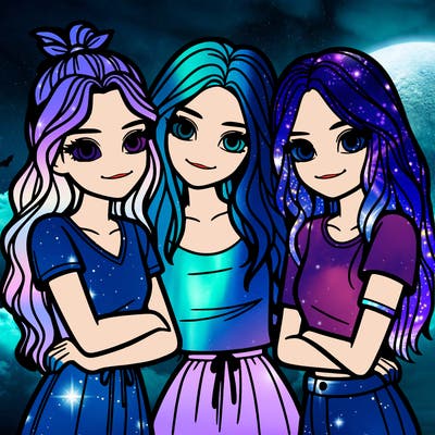 three girls together realistic