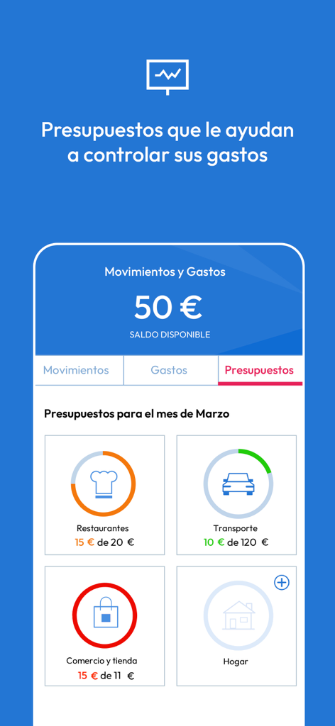 Open Young - Open Young mobile app interface displaying monthly budget categories with visual spending progress charts for restaurants and transport