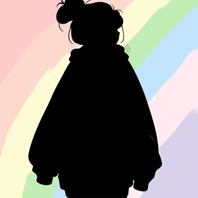 realistic girl with a oversized sweatshirt on and a bun