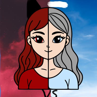 woman spilt into four sections