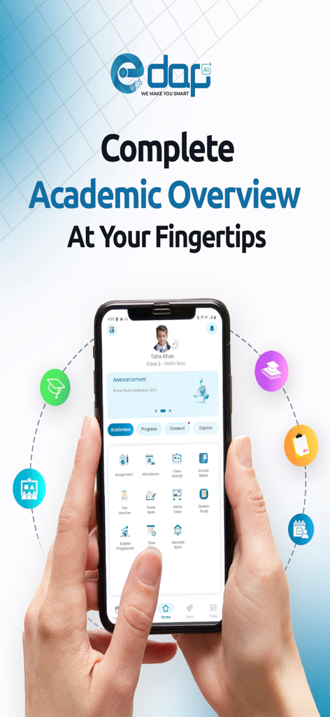 Edap Guardian - Edap Guardian mobile app displaying a comprehensive academic overview dashboard for parents