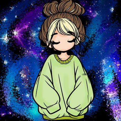 girl with baggy sweatshirt and messy bun