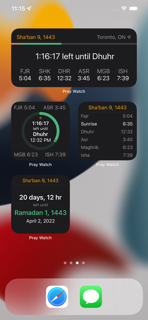 Pray Watch - L'application Pray Watch propose des widgets pour l'écran d'accueil iOS affichant les heures de prière, un compte à rebours pour la prochaine prière et un compte à rebours jusqu'au Ramadan.