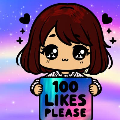 cute girl holding a sign saying 100 likes please