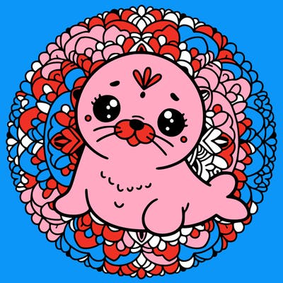 a cute baby seal mandala