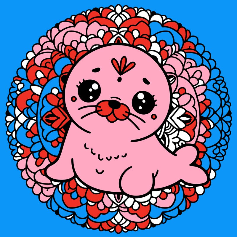 a cute baby seal mandala