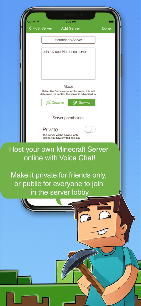 Multiplayer for Minecraft PE - Interfaz para crear y alojar un servidor personalizado de Minecraft Pocket Edition