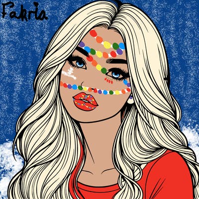 realistic girl with hair on her hair and lips