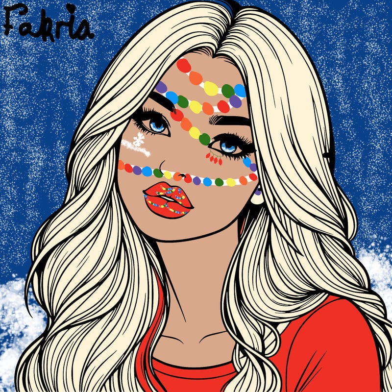realistic girl with hair on her hair and lips