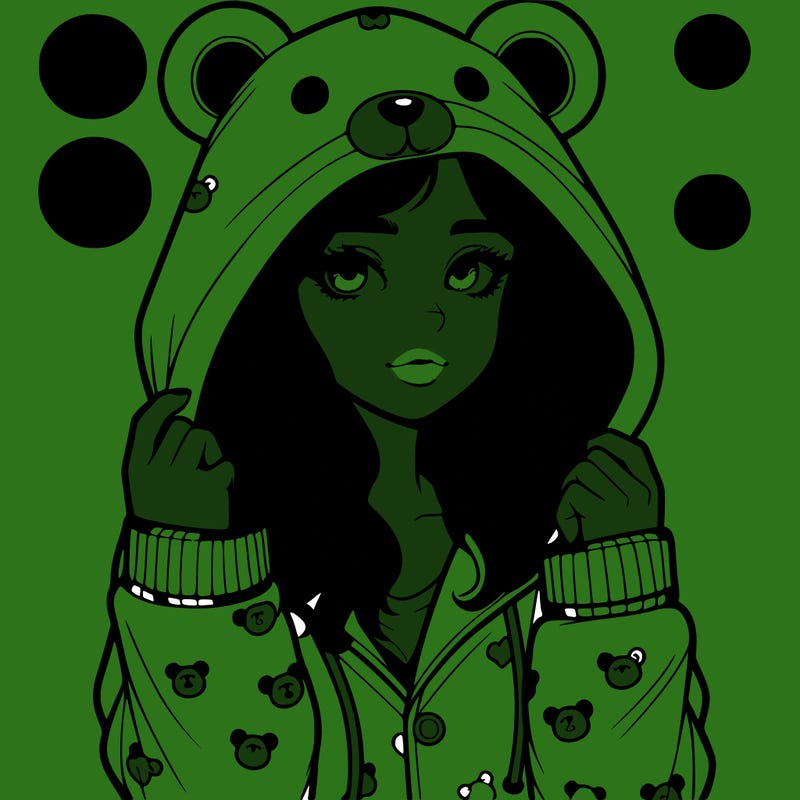 realistic girl in a animal pjs hoodie