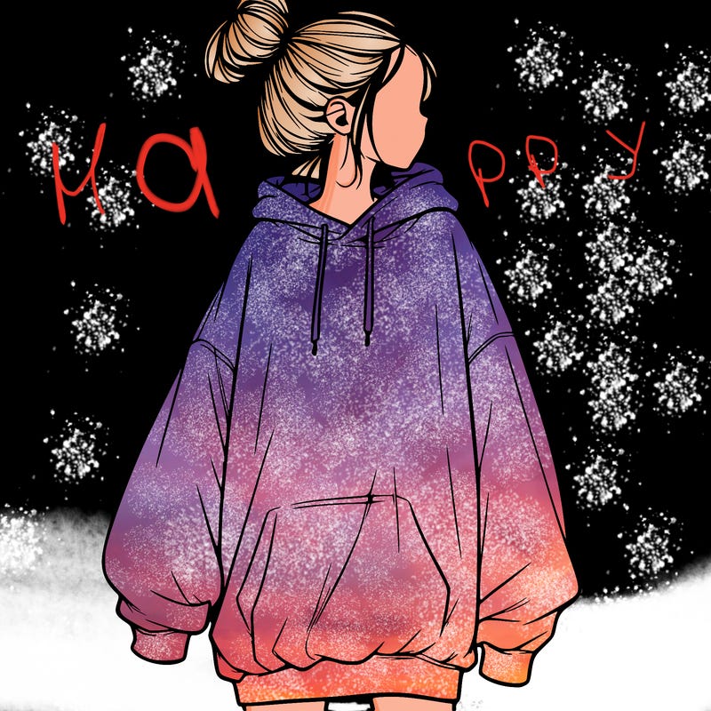 realistic girl with a oversized sweatshirt on and a bun