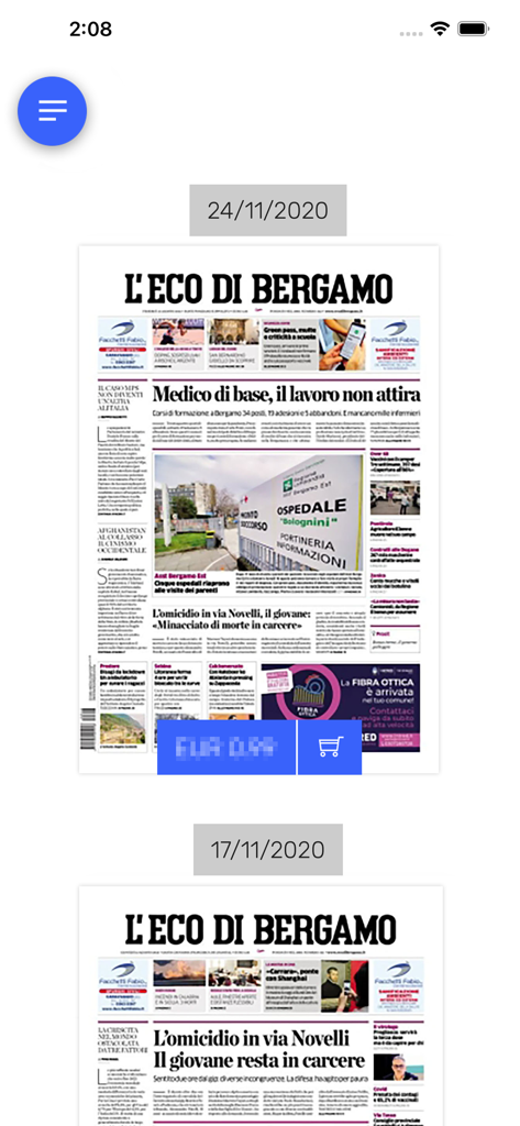 L'Eco di Bergamo Digital - Digital archive of L'Eco di Bergamo newspaper editions showing front pages and publication dates