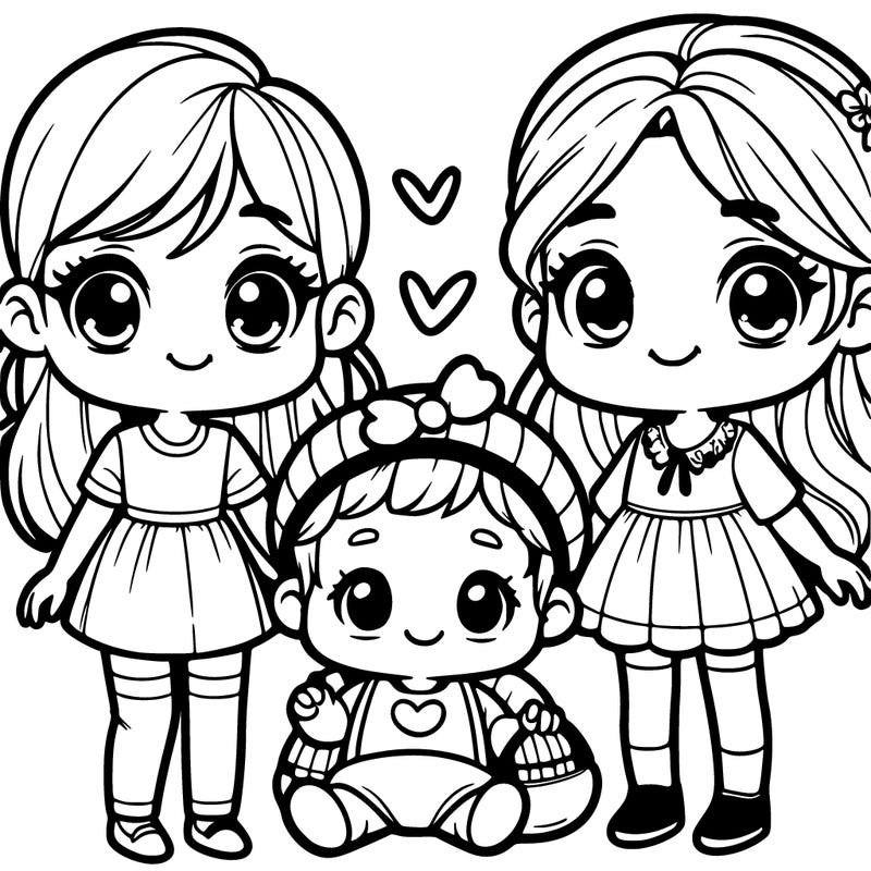 two pretty girls and and two baby boys