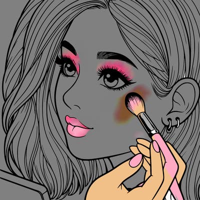 a realistic girl doing her makeup