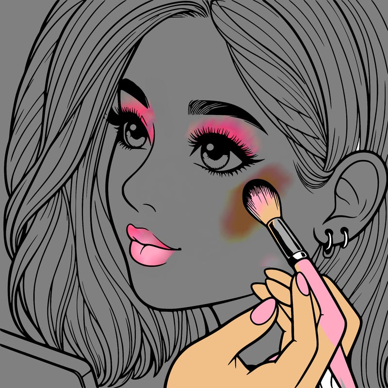 a realistic girl doing her makeup