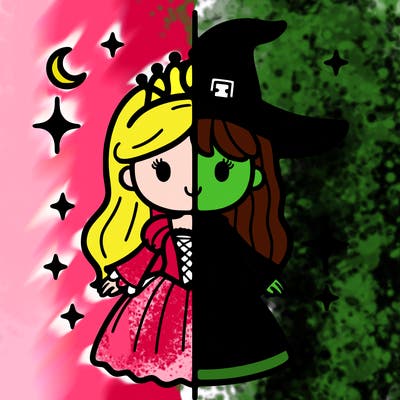 split princess and witch