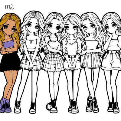 a group of girls realistic