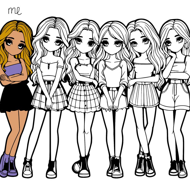 a group of girls realistic