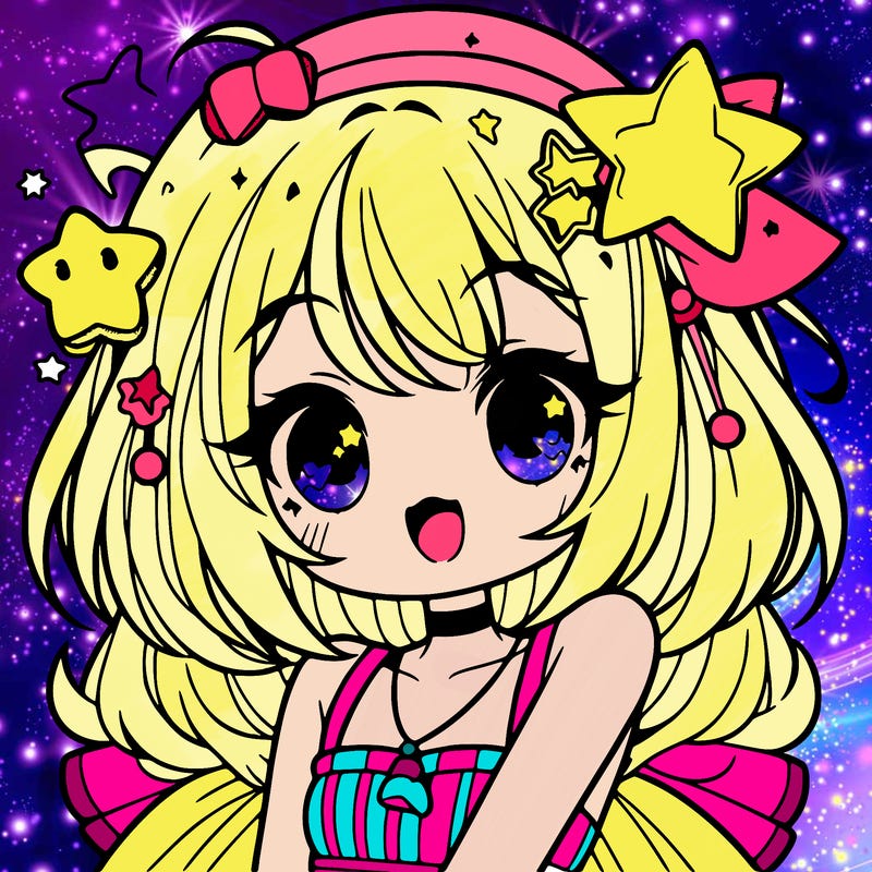 cute anime girl with star accessories