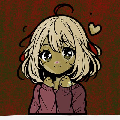 a manga girl with a heart for hair