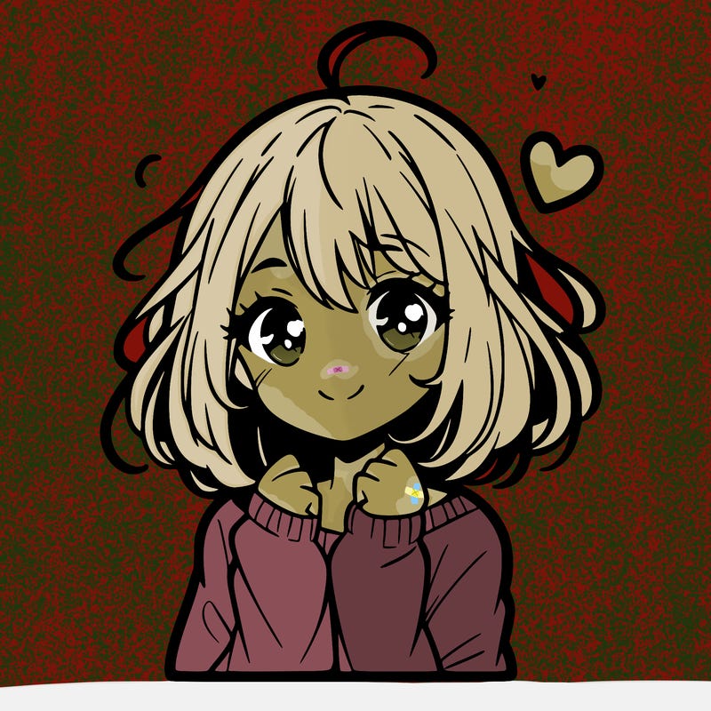 a manga girl with a heart for hair