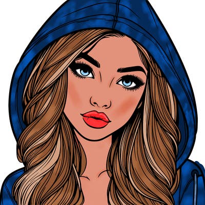 realistic beautiful girl with a hood on