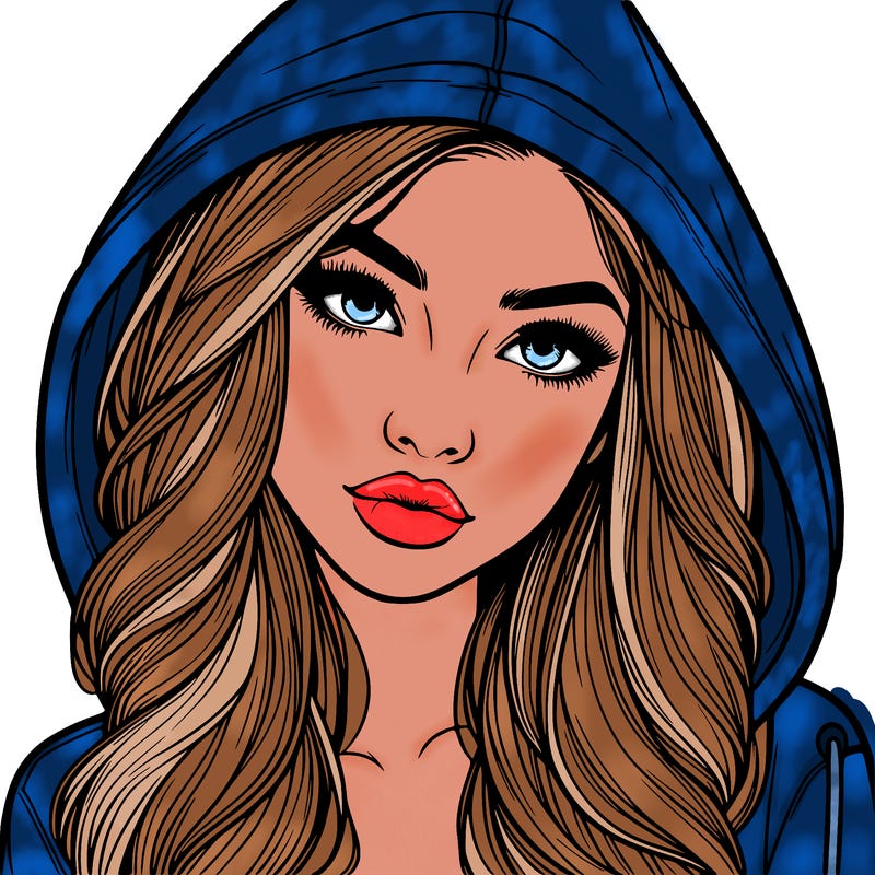 realistic beautiful girl with a hood on