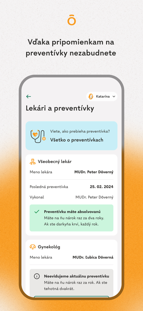 Dôvera - Una captura de pantalla de la aplicación móvil Dôvera que muestra el historial de chequeos de salud preventivos de un usuario y recordatorios de citas próximas.