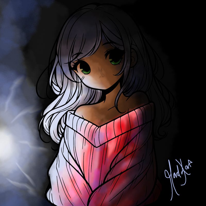 shy pretty girl wearing a sweater that is falling off one shoulder portrait