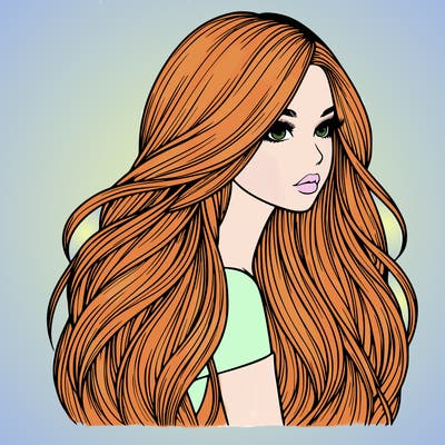 realistic girl with long realistic hair
