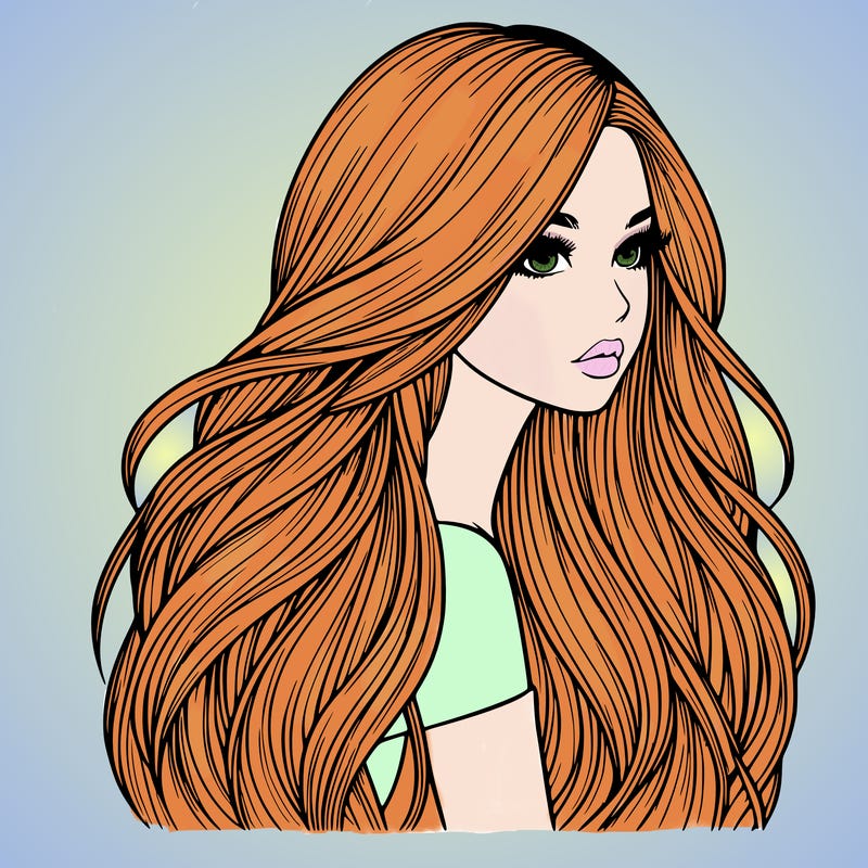 realistic girl with long realistic hair