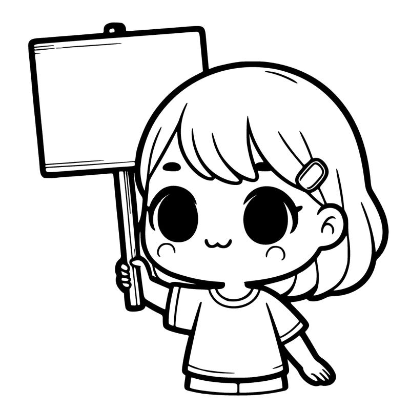 girl holding up a sign