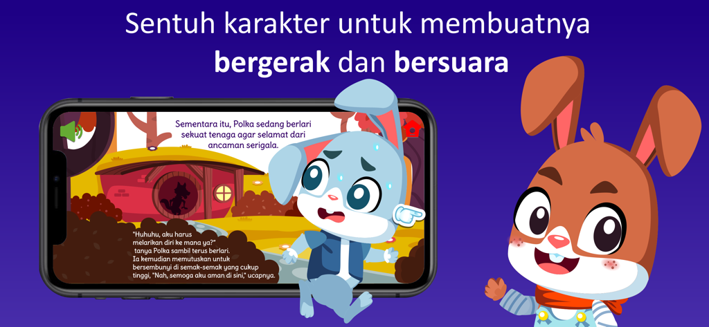 Riri Story Book - Interactive cartoon rabbit character in the Riri Story Book mobile app